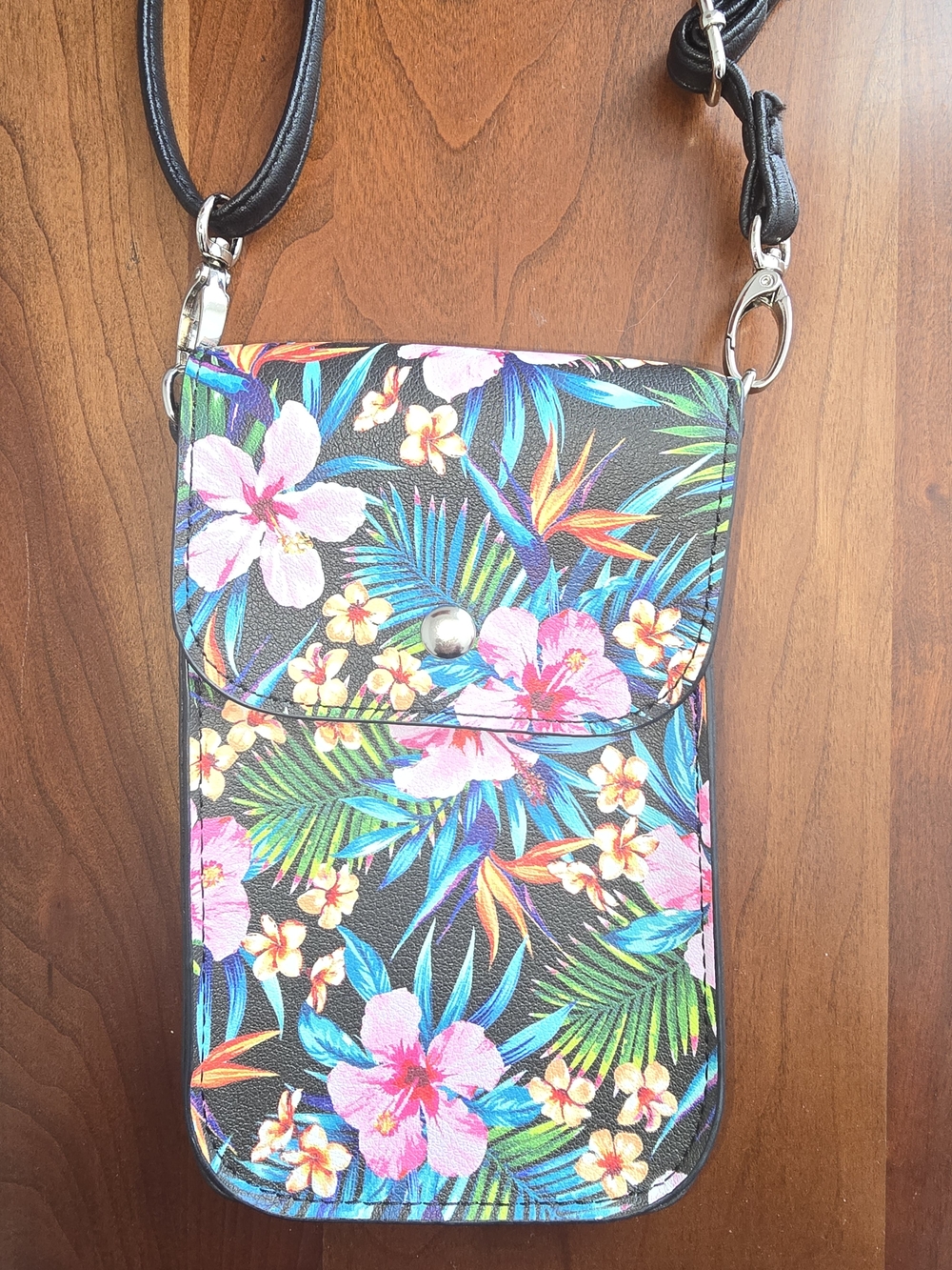 Tropical Floral Crossbody Phone Bag with Detachable/Adjustable Strap, Used Once!